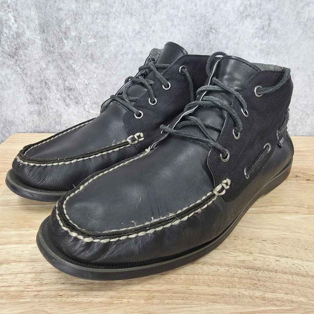 Polo Ralph Lauren‎ Brawley Chukka Boots Mens 11 D Black LeatherMid Boat Shoes